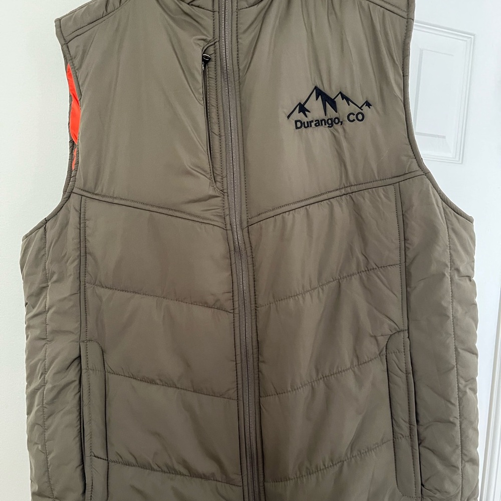 Durango Men's Tan Puffer Vest with Orange Accents